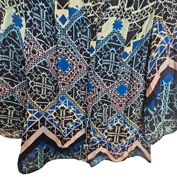 Anthropologie Leifsdottir Jerez Silk Blouse Artsy Geometric Maximalist 6 Luxury - Picture 4 of 10